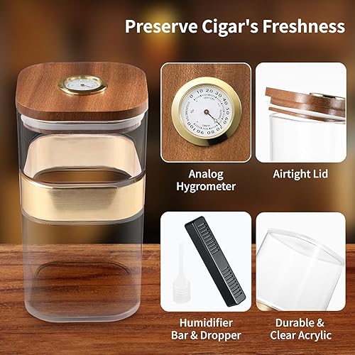 Miniatura 3 de SWEWARM Humidor de cigarros y cenicero de puros, juego de cenicero de madera con cortador de puros y posavasos, soporte compacto de viaje para