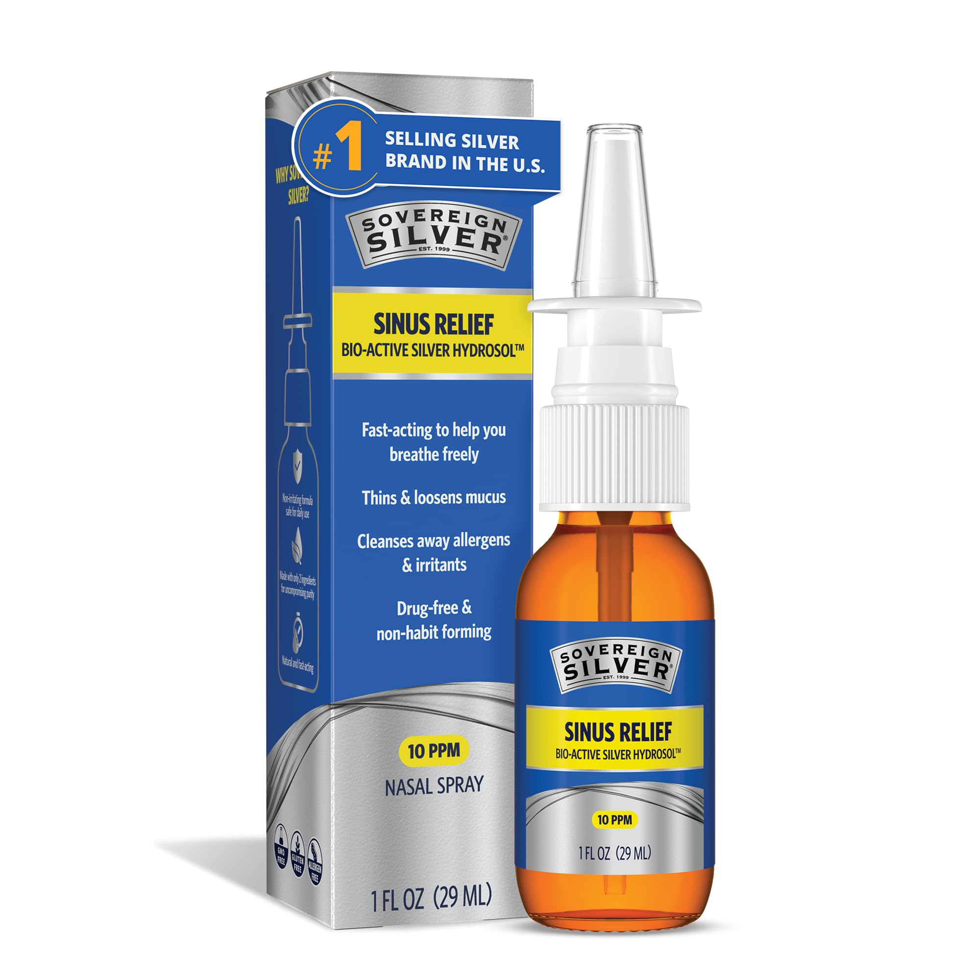 Sovereign Silver Sinus Relief Nasal Spray, 1 fl oz (30 mL) 1 Fl Oz (Pack of 1)
