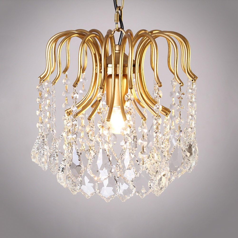 Crystal Chandelier Ceiling Pendant Light ,Vintage Gold Metal Chandelier for Living Room Bedroom lamp Corridor Staircase Cafe, Beautiful Crystal Lighting, E27 ——WSHceilingLamp