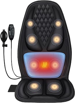 Back Massager with Heat with 8 Motors, Massage Chair Pad, Seat Massager with Back Traction for Full Body Massage, Massage Cushion for Home/Office/Fathers Day