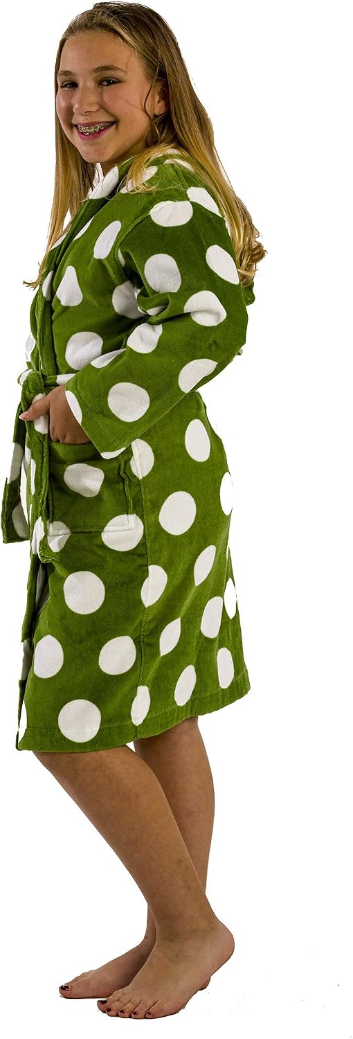 robesale Custom Embroidered Polka Dot Printed Kids Hooded Cover Up