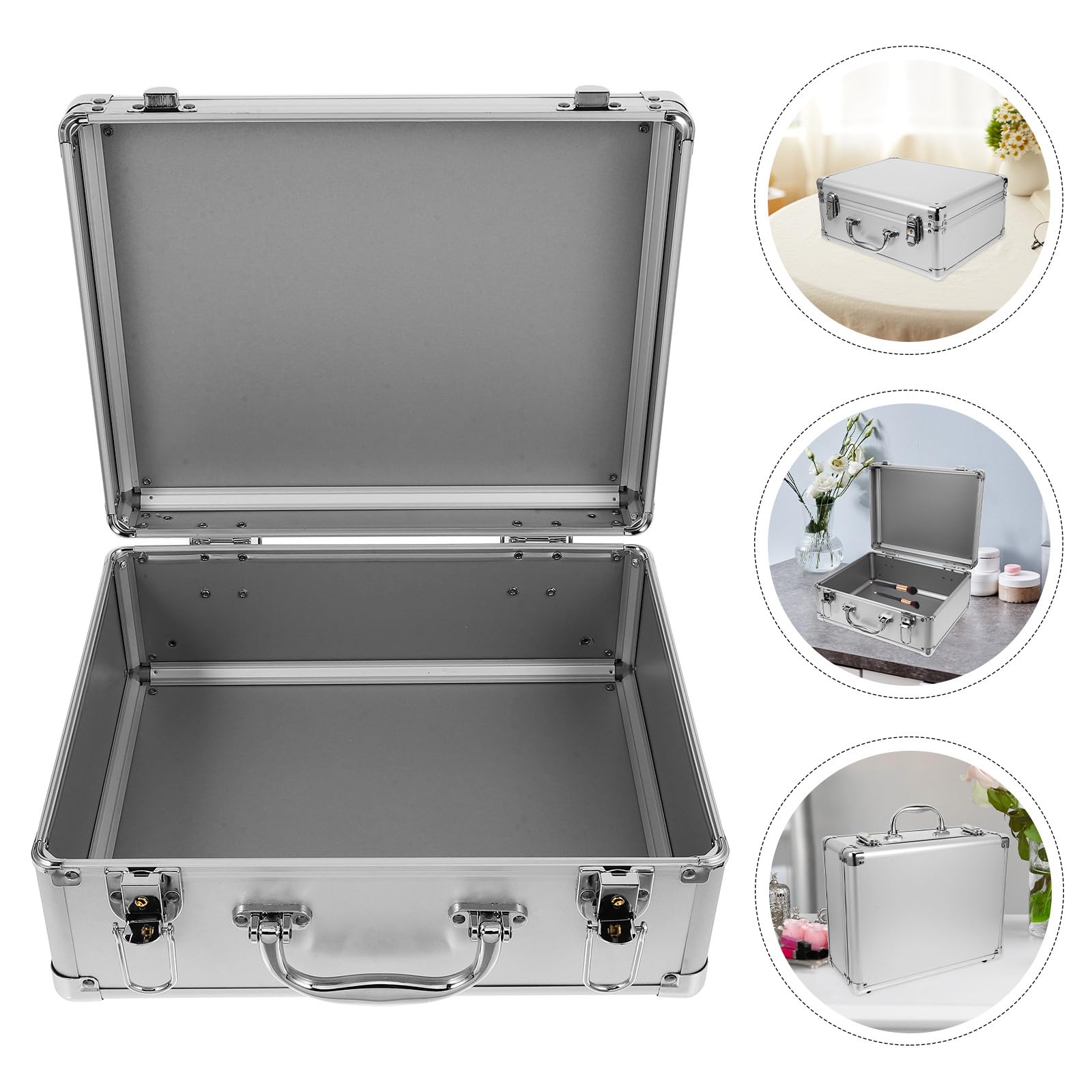 BESPORTBLE Aluminiumlegierung Aufbewahrungskoffer Mittel mit Griff Hartschalen Koffer mit Schloss Multifunktionale Tragetasche für Werkzeug Kamera Kosmetik