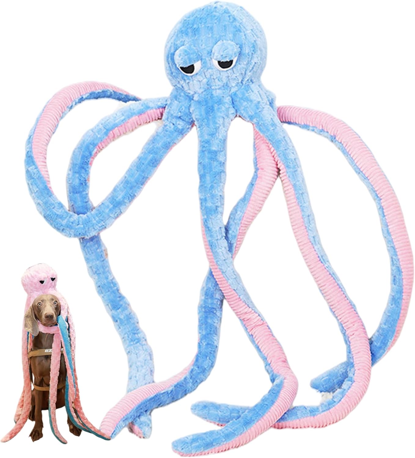 Octopus Dog Toy, 40 Inches Interactive Squeaky Dog Toys for Aggressive Chewers, Soft, Skin-Friendly Plush Octopus for Relieve Boredom, Reduce Anxiety, Blue Toy