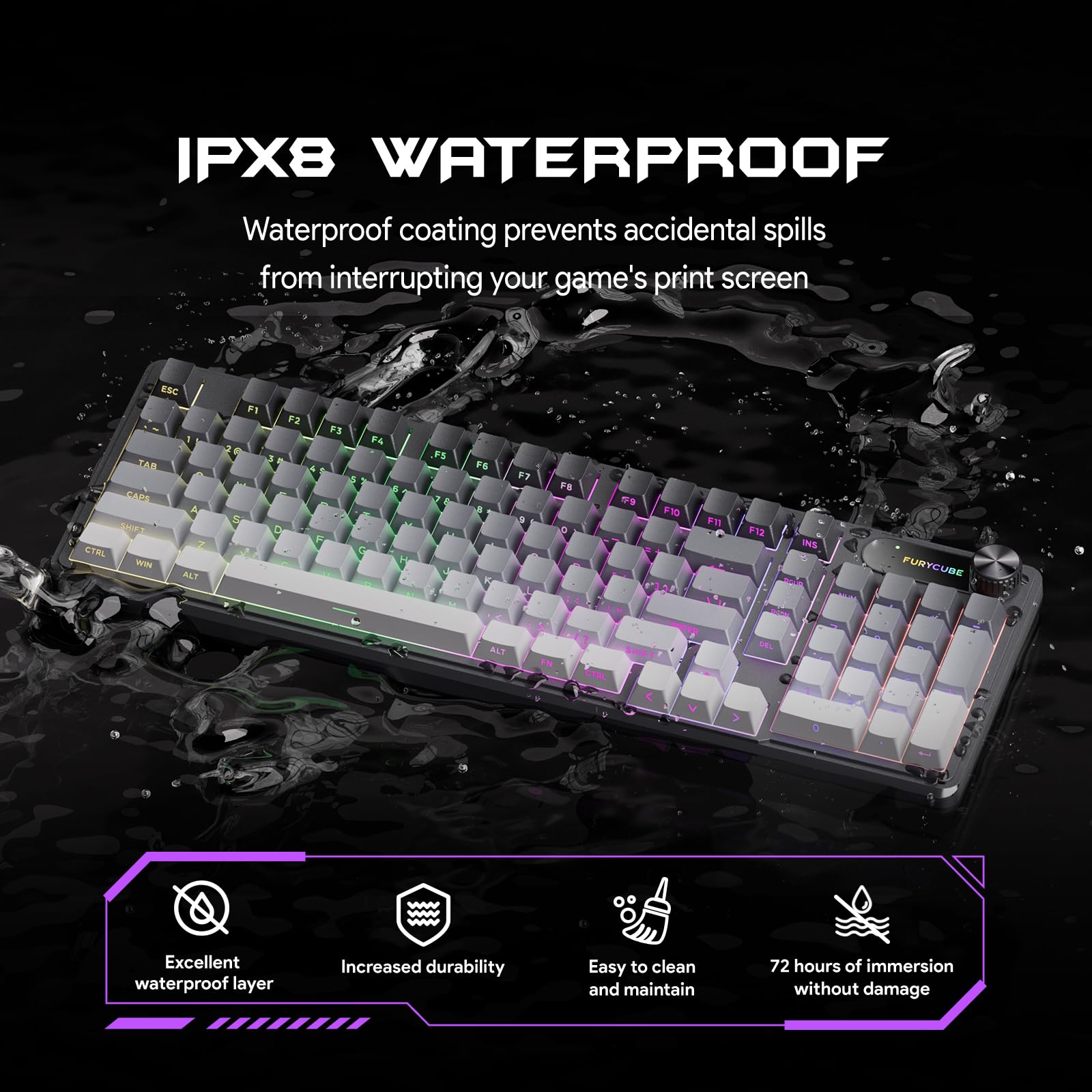 FURYCUBE Gaming Keyboard IP98-Gradient Gray : Amazon.com.br