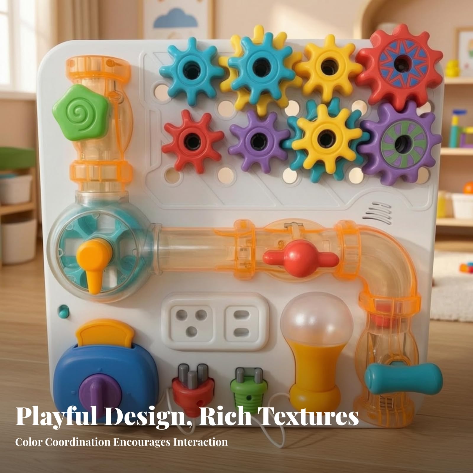 Tablero Juego Pared | Didáctico, Tablero Actividas con Engranajes, Multisensorial, Panel Pared Interactivo, para Guarría