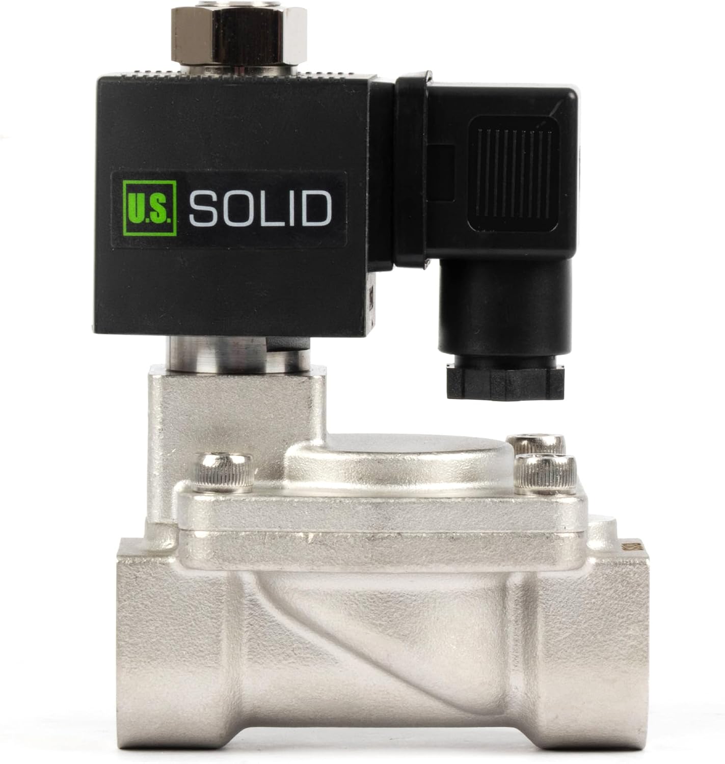 U.S. Solid Stainless Steel Solenoid Valve 3/4" - 110V 120V AC, Normally Open, 4.4-232 PSI, Pilot-Operated, Viton Seal