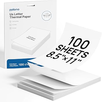 POLONO D810 Thermal Printer Paper 8.5 x 11 Inch, Advanced Thermal Printing, US Letter Size Thermal Paper Compatible with D810, Size 8.5" x 11", 1 Pack, 100 Sheets