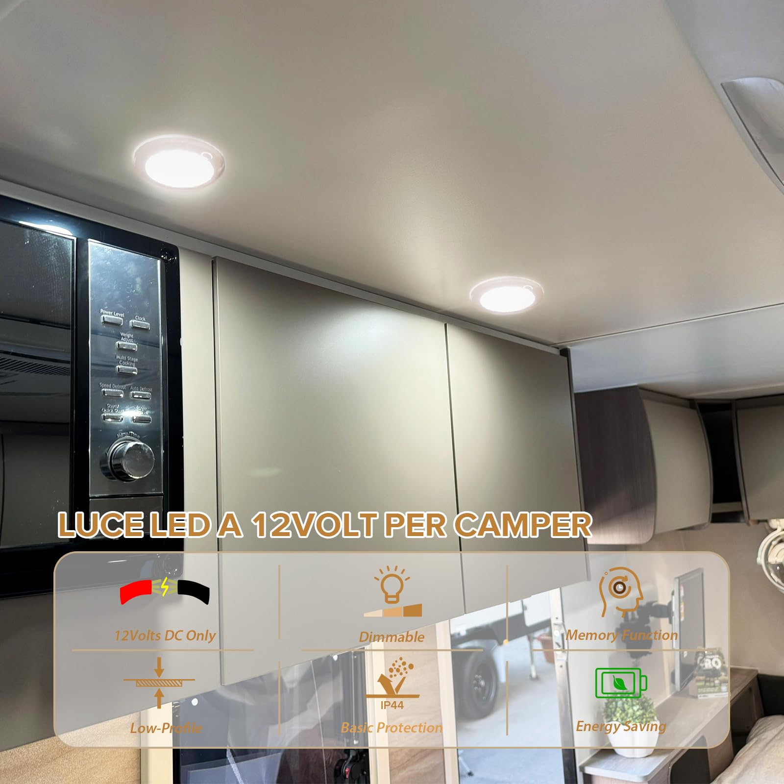 Dream Lighting Plafoniera LED Soffitto 12V Camper Barca Caravan IP44 Bianco Caldo