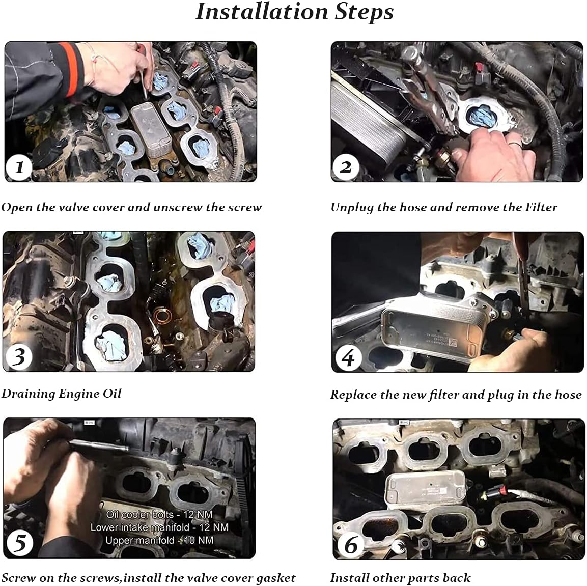 GELUOXI 5184304AE 5184294AC Engine Oil Cooler Oil Filter Housing Assembly Replacement for 2011-2013 Chrysler Jeep Dodge V6 3.6L