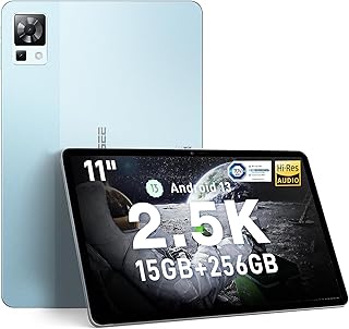 DOOGEE T30 Pro Tablet de 11 polegadas, tablet Android 13 de 2,5K, 15GB de RAM + 256GB de ROM (2TB TF), tablet para jogos, bateria de 8580mAh/33W, certificação TUV, câmera de 20MP+8MP, 4 alto-falantes e alta resolução, BT 5.2 OTG/4G LTE +5G WiFi/Widevine L1 (Azul)