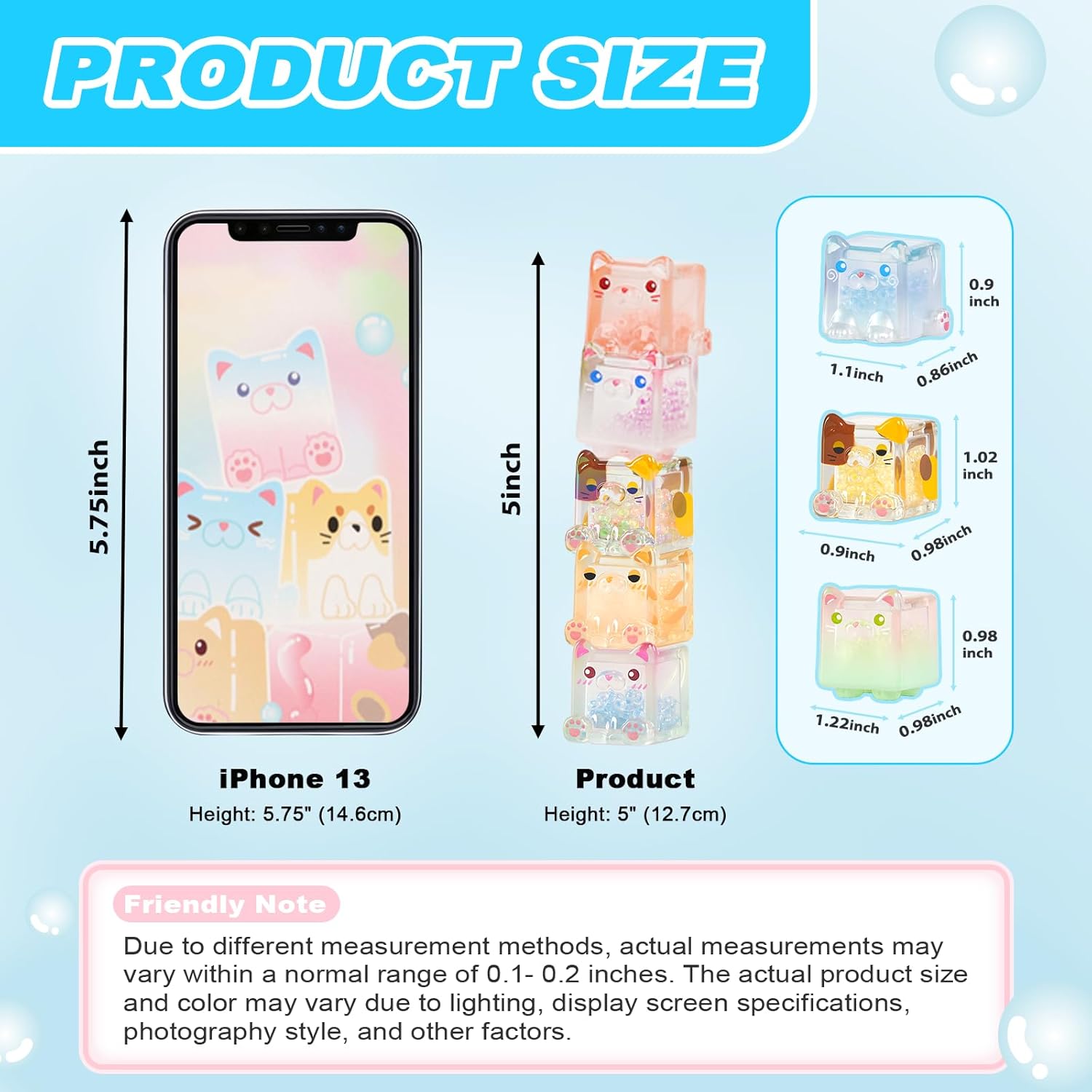 Glow in The Dark Figure, Square Cat Series Blind Box (5 Figures per Box) Random Style Action Figure Cute Blind Bag Collectible Toys - Mini Figures Mystery Box for Cat Lovers Birthday Gift & Desk Decor - Image 7