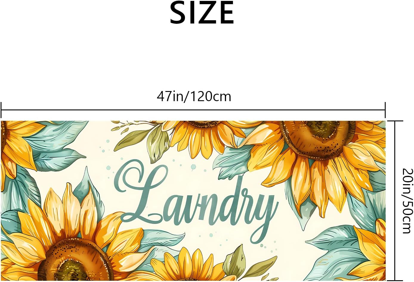 Runner Rug 20x47 inch, Non-Slip Waterproof Laundry Room Rug,Spring Summer Holiday Kitchen Runner with Festive Designs,Indoor Decorative Mat for Home (Sunflower, 20x47 inch)