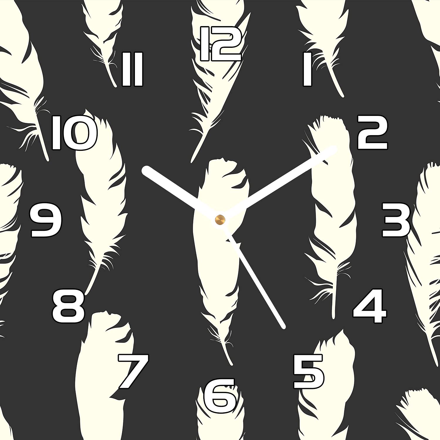Horloge en verre moderne 30x30 cm Coloray cuisine salon murale plumes