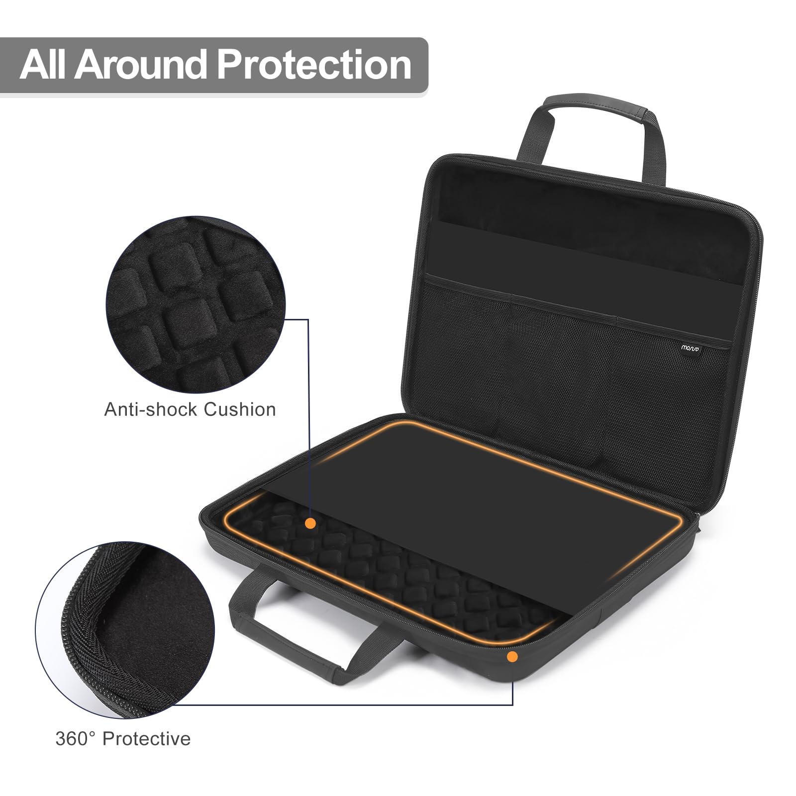 MOSISO 18-18,5 pollici Custodia Rigida Laptop 18 pollici Borsa Rigida | Antiurto Impermeabile PC Compatibile con MacBook HP Dell,Borsa Computer con Maniglia Robusta,Tasca Frontale&Cintura, Nero