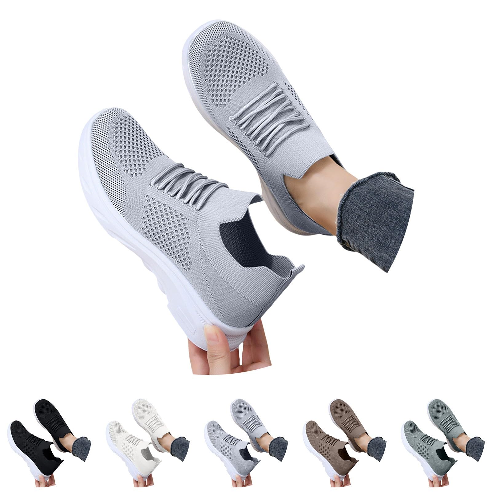 Basket Running Femme Chaussure Orthopédique Femme Respirantes Slip on Fitness Légères Sneakers Respirant Légères Jogging Fitness Course Gym Outdoor