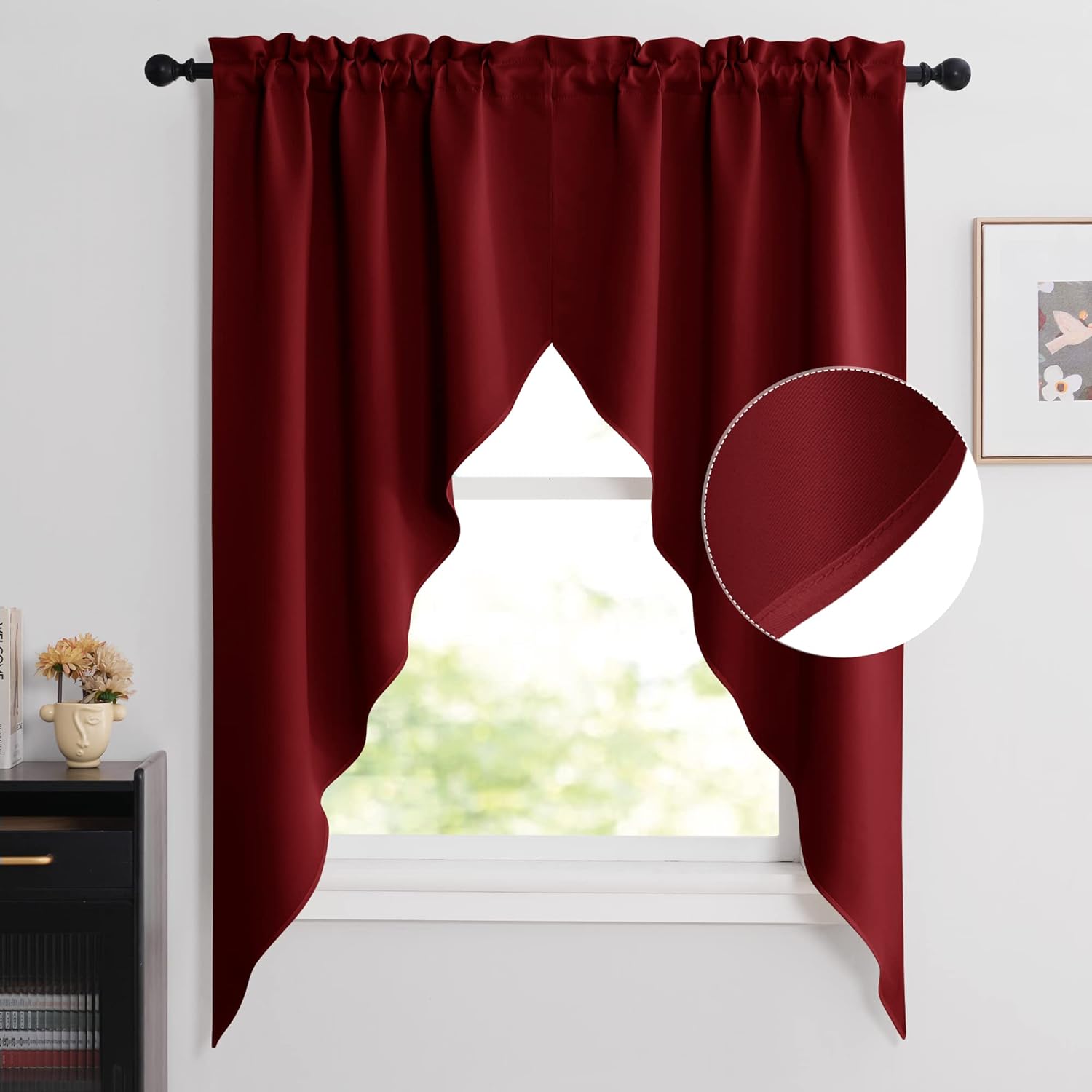 NICETOWN Blackout Kitchen Tier Curtains Rod Pocket