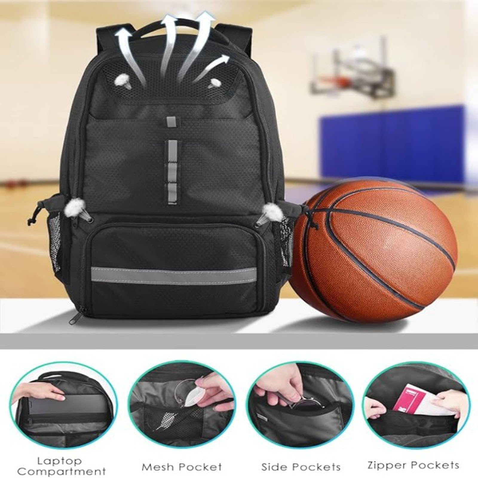 Zaino sportivo regolabile con due spazi ampi per pallacanestro calcio e attrezzatura da allenamento Zaino sportivo professionale