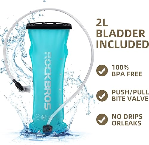 Miniatura 3 de ROCKBROS Mochila de hidratación para senderismo de 24 litros con bolsa de agua de 2 L, mochila transpirable para hombres, mochila de agua para