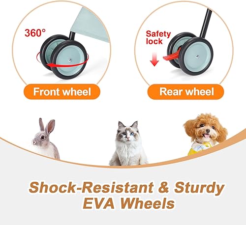 Miniatura 4 de Cochecito de perro con 4 ruedas, cochecito plegable para mascotas para perros pequeños y gatos, con correa de transporte y soporte para tazas,