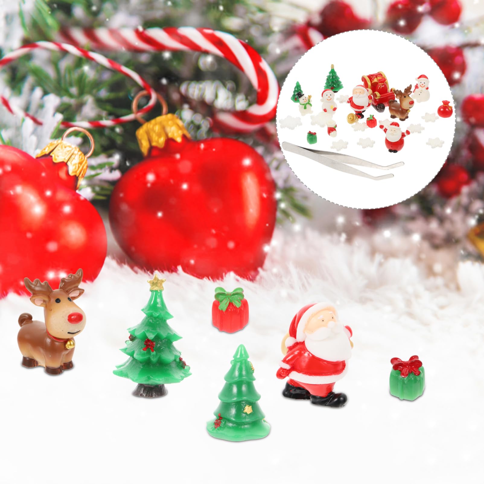 27pezzi Mini Ornamenti Natalizi in Resina Di Decorazioni Forma Di Cartone Animato Per Progetti Di Fai Da Te Miniatura e Scene Natalizie