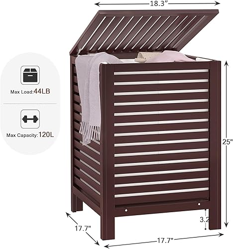 Miniatura 8 de Homykic Paquete de cestas de bambú para almacenamiento y ropa sucia, color espresso