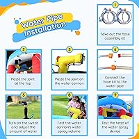 Vista 7 de Casa inflable de rebote con tobogán, estilo delfín, piscina con salpicaduras, doble cañón de agua, pared de escalada, soplador GFCI resistente