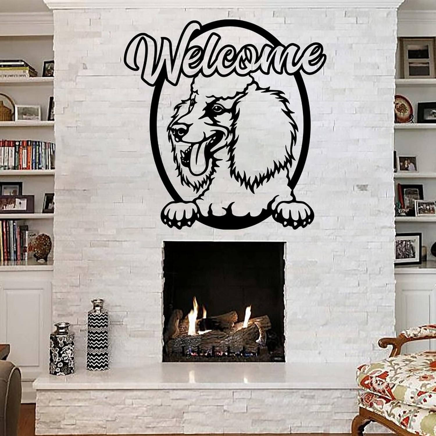 22in Welcome Metal Wall Art, Family Sign, Dog Housewarming Gift, Metal Letters for Outdoor Signs, Hanging Wall Plaques for Office Nursery Decor School Classroom Bedroom Decor, Shipped from US