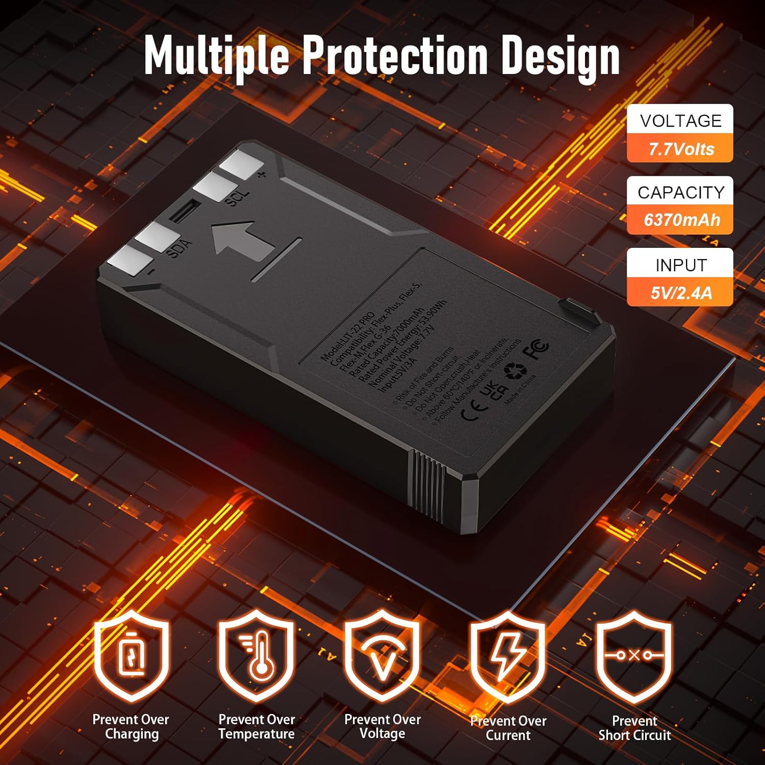 Runpower LIT-22 Rechargeable Battery Pack for Trail Cameras - Compatible with Flex-M, Felix Series, 7000mAh (2 Pack)