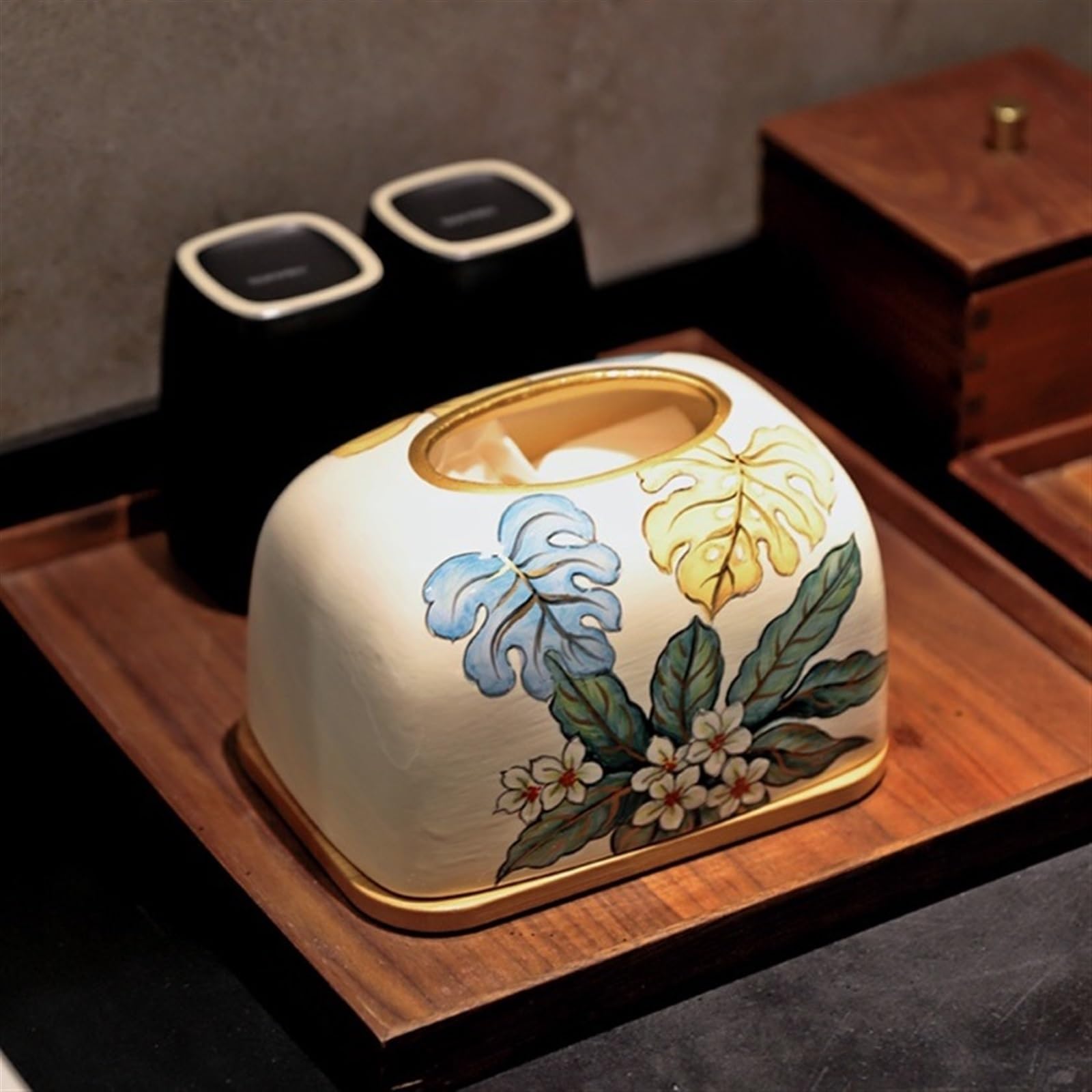Porte-mouchoirs Boîte à mouchoirs créative de Style Chinois, tiroir Papier en céramique for Table Salon Domestique Décor de boîte faciale