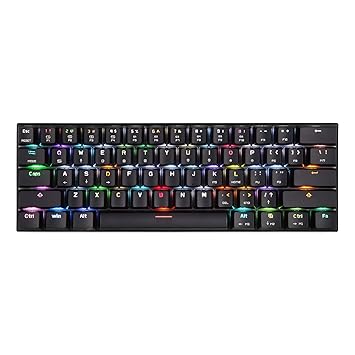 MOTOSPEED 60% Mechanical Gaming Keyboard Compact 61 Keys RGB Backlit Wired/Wireless 3.0 Type-C Gaming/Office Keyboard for PC/Mac/Linux/iPad/iPhone/Smartphone/Laptop Red Switch