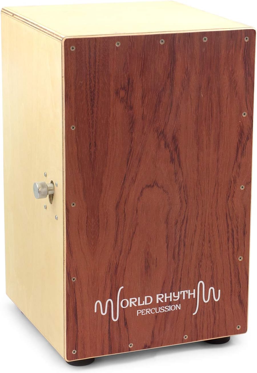 World Rhythm Brown Cajon Drum with Adjustable Snare