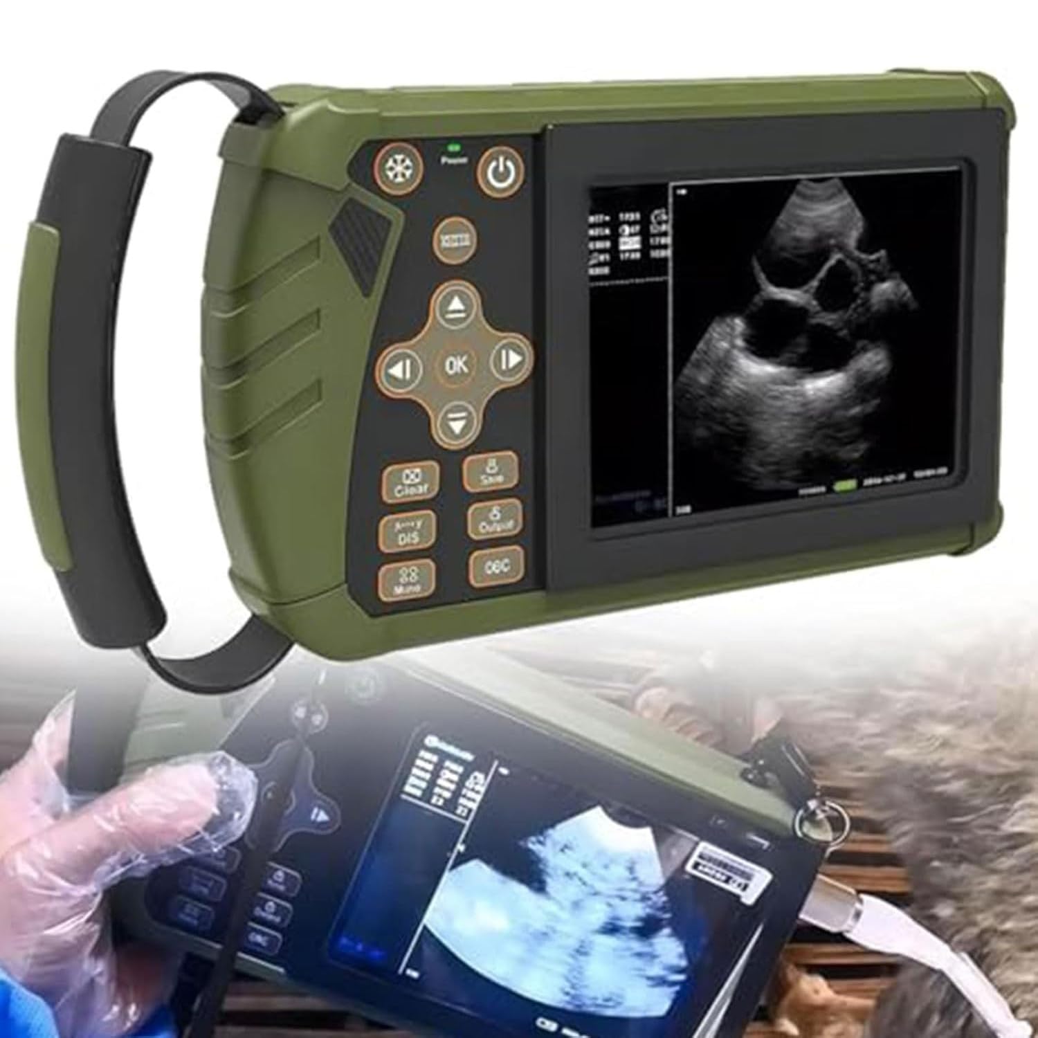 Ecografo veterinario, scanner portatile B-Ultrasound per animali, diagnostica veterinaria della gravidanza, scanner portatile B-Ultrasound per veterinari/veterinari/animali con sonda impermeabile