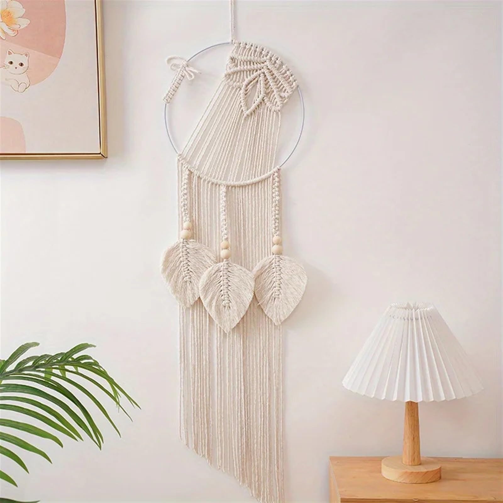 DFGBAPKBL 1pc Blatt Muster Tapisserie Macrame Wand Hängen Woven Ästhetischen Wandbehang for Wohnzimmer Schlafzimmer Für die Dekoration von Wänden