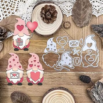 Layer Heart Gnomes Dies Metal Die Cuts, Layer Heart Gnomes Cutting Dies Cut Stencils for DIY Scrapbooking Cards Photo Album Decorative Embossing Paper Dies for Scrapbooking Card Making