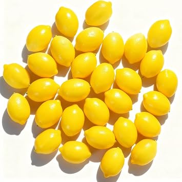 Fake Lemons for Home Kitchen Table Fruit Bowl Decoration, 3.15", Yellow, 30 Pack