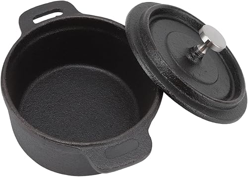 Miniatura 8 de Horno holandés, horno holandés de doble estilo tradicional, olla de hierro, para cocinar asados, sopas de arroz, guisos con tapa (7.9 in)