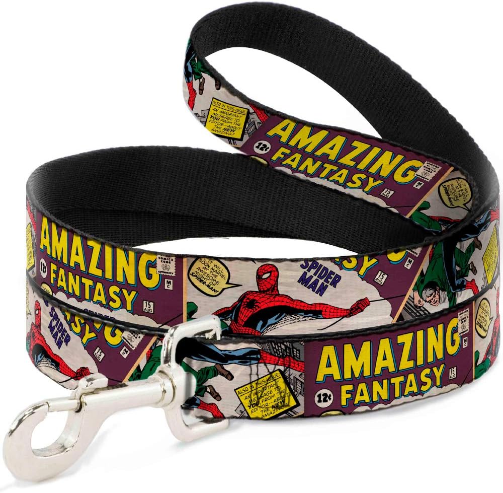 Marvel Comics Pet Leash, Dog Leash, Spider Man Amazing Fantasy Cover Pose, 4 Feet Long 1.5 Inch Wide