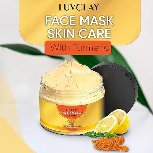 Miniatura 2 de Mascarilla de vitamina C y arcilla de cúrcuma para la cara, limpieza profunda e iluminadora para manchas oscuras, poros y antienvejecimiento,