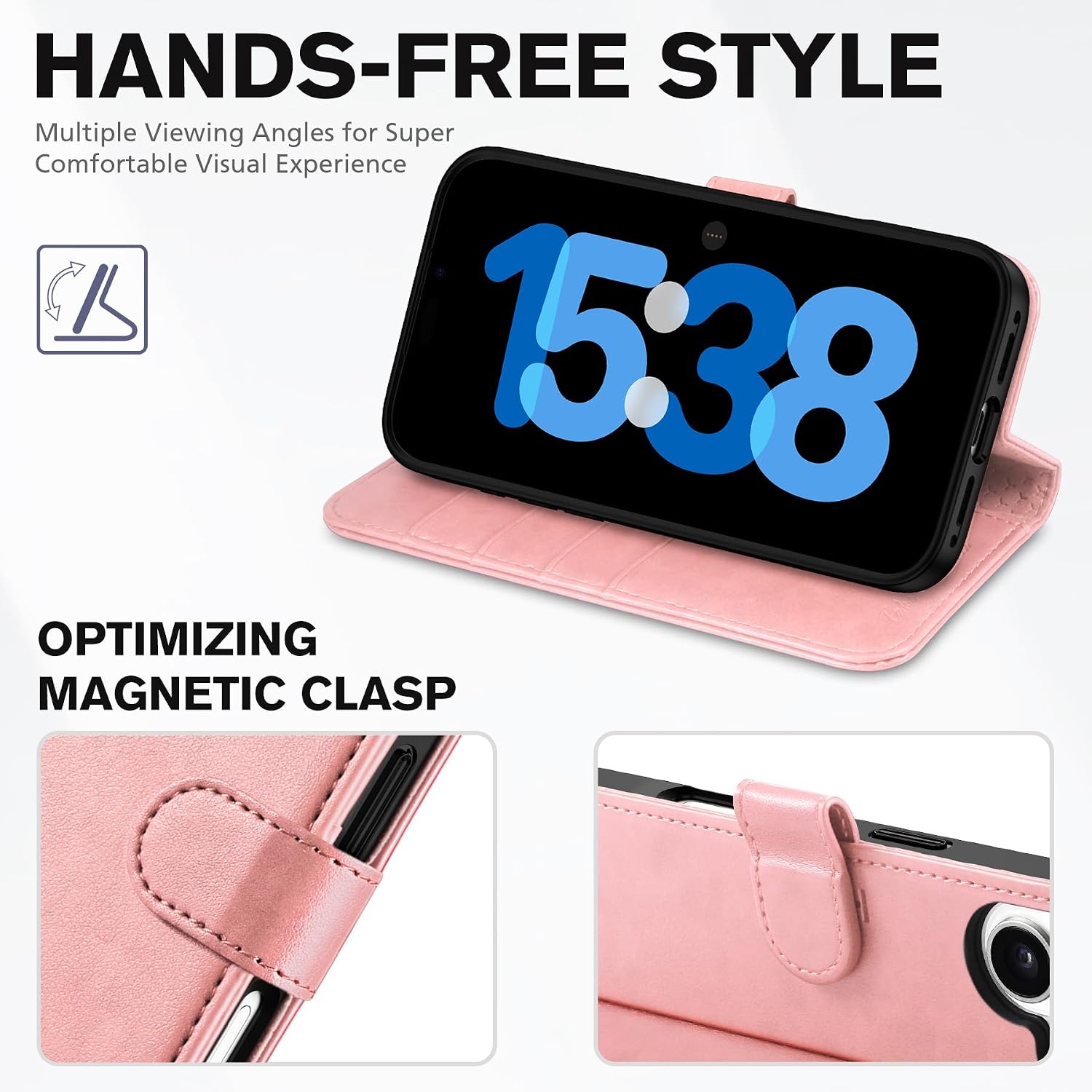 TUCCH Wallet Case for iPhone 17 (6.3") 2025, 4 Card Holders, Rose Gold image 4