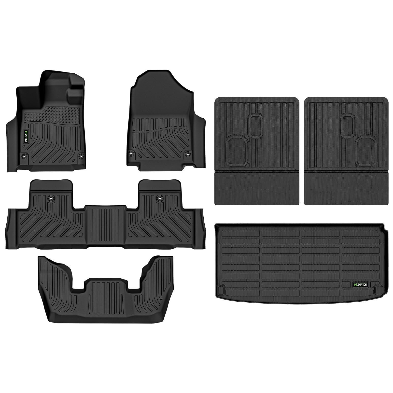 HAFIDI® Floor Mats & Cargo Liner with Seatback Cargo Set Fit for Acura MDX 2022-2025 All Weather Protection TPE Anti-Slip Car Full Set MDX Floor Liners Custom Accessories - Black