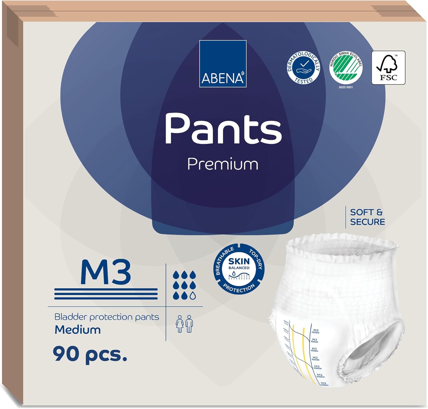 Abena Pants, Premium Protective Underwear, Level 3, (Medium To Extra Large), Medium, 90 Count