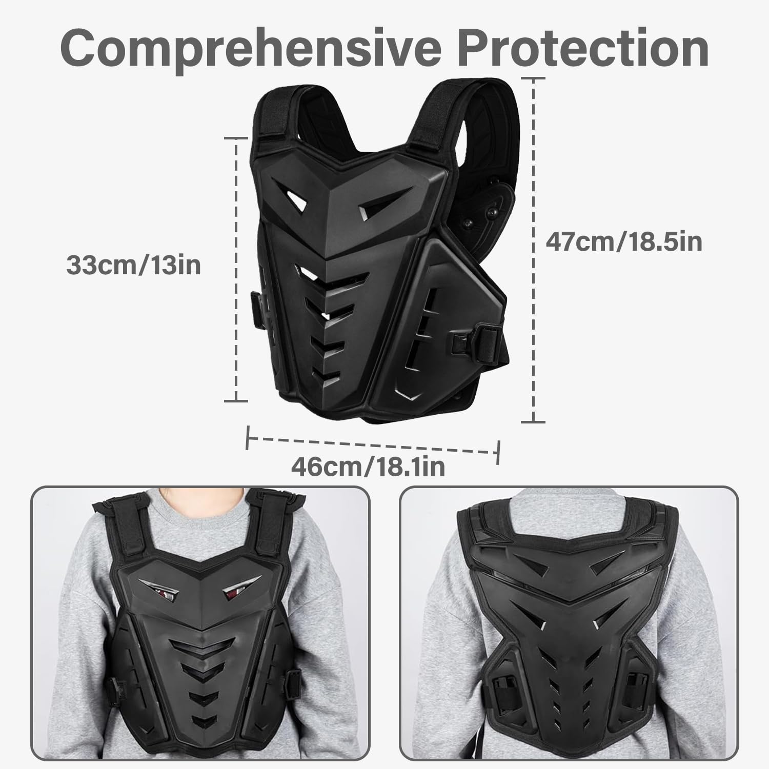 Lightweight Chest Armor Motorcycle Armor Body Guard Vest，Adjustable Mens Back Protection for Durable Impact Protection in Motocross，Road Motorcycling，Skating and Other Sports