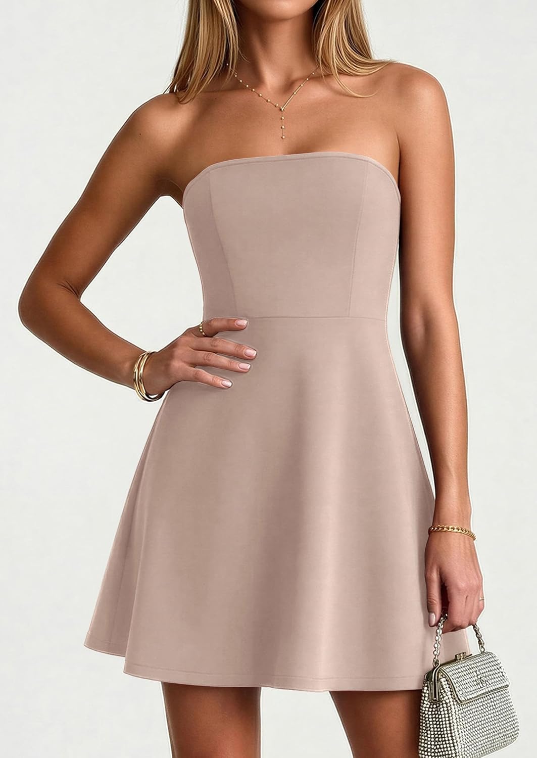 PRETTYGARDEN Women's Strapless Mini Summer Dress 2026 Spring A Line Tube Top Wedding Guest Cocktail Party Short Dresses - Image 5