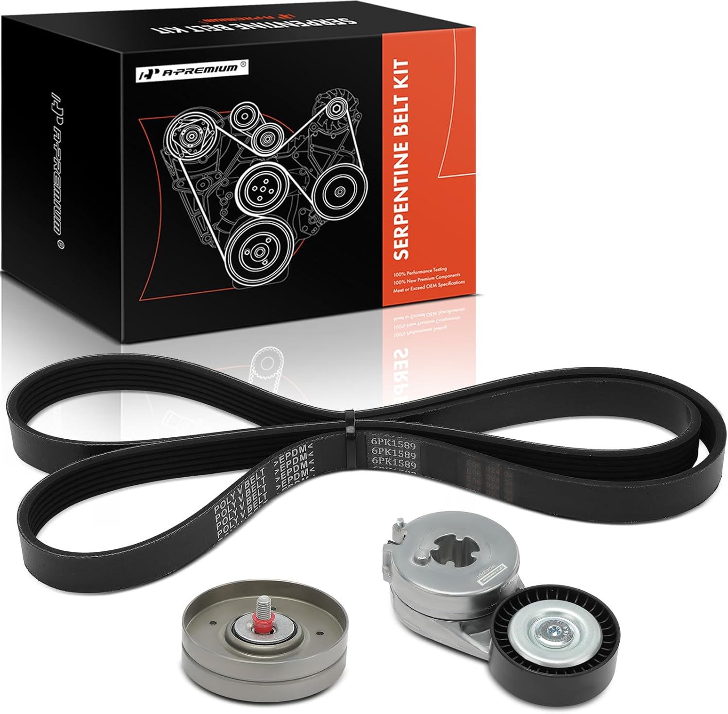 A-Premium Engine Serpentine Belt Drive Kit Compatible with Cars - A4 2010-2012, Q5 2011-2012, A5 2010-2012, A4 Quattro 2010-2012, A5 Quattro 2010-2012 - 1.8L 2.0L