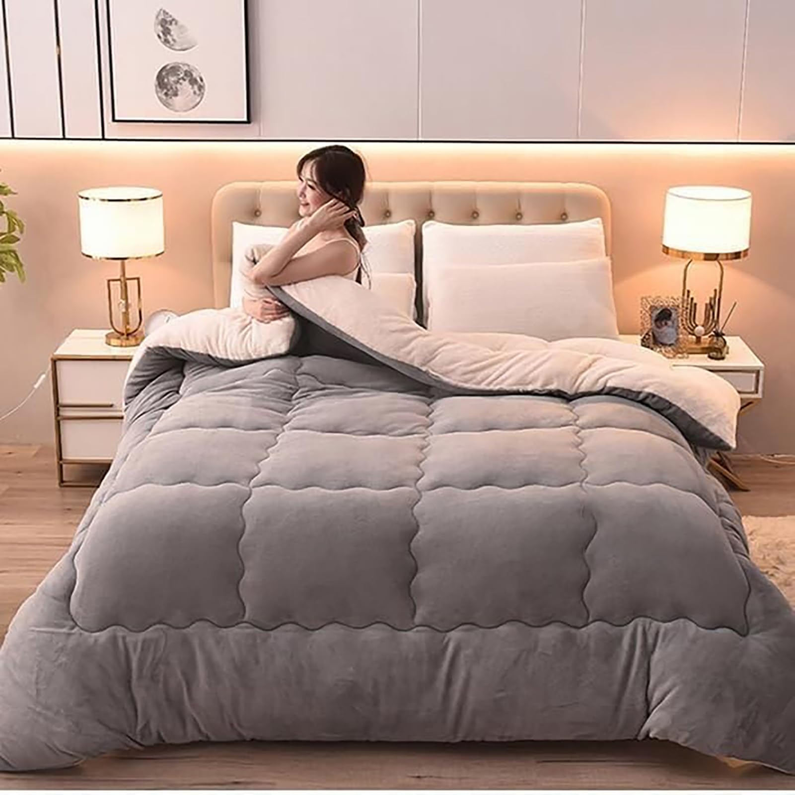 Couverture épaisse et chaude en cachemire d'agneau pour chambre adulte et enfant