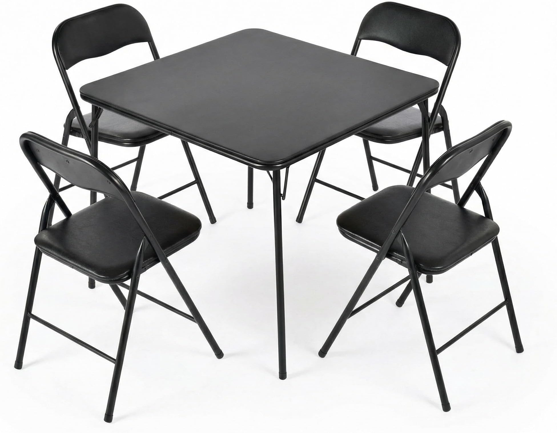 Folding Card Table and Chairs Set of 4, 5-Piece Foldable Dining Table Set, Space Saving Small Table and Chairs for Apartment, Game Room, Indoor Use, No Assembly Required