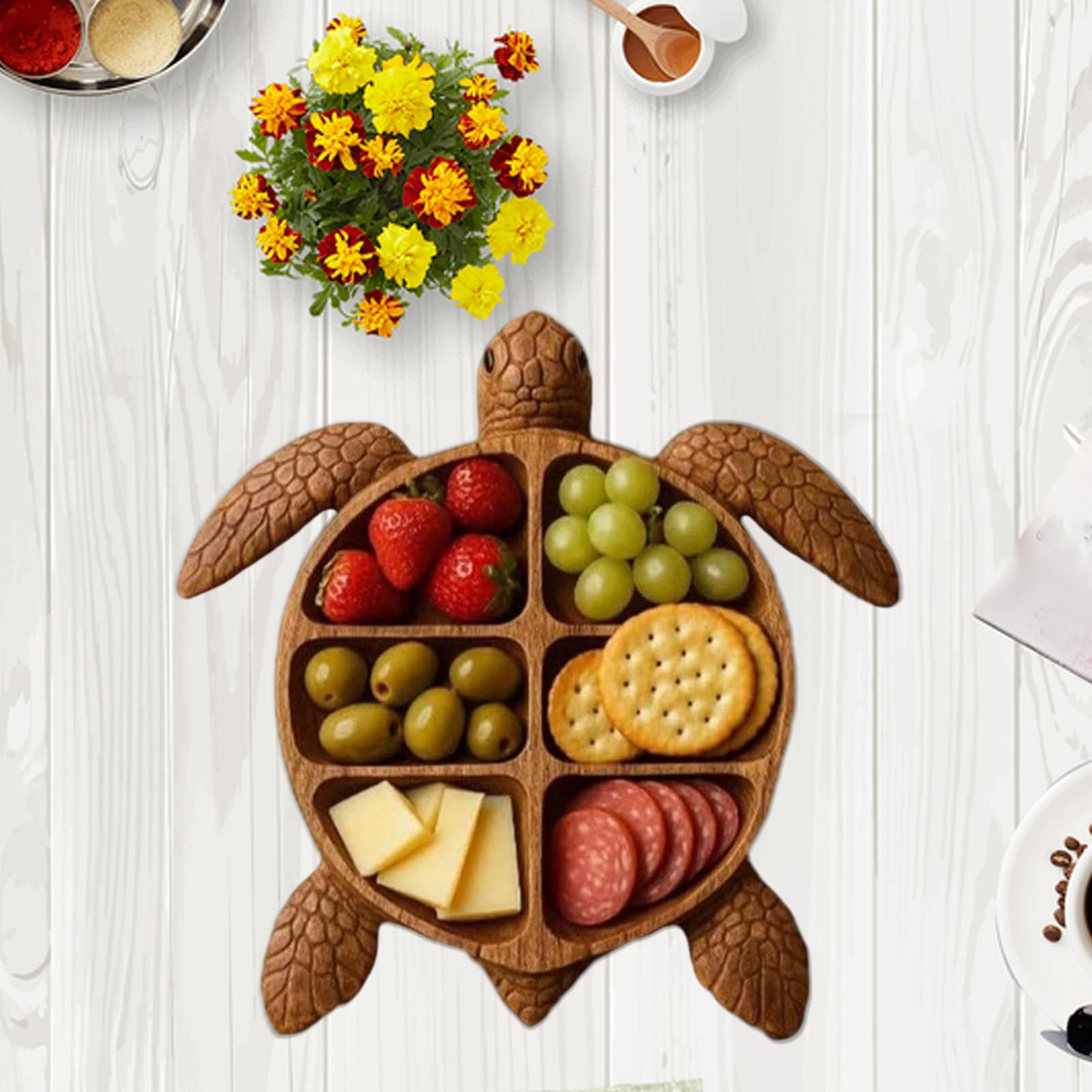 Planche Charcuterie Bois Forme Tortue - Plateau Fromage Et Service Apéritif, Décoration Table Mariage Anniversaire