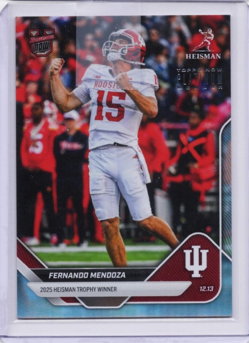 2025 Topps Bowman U Now Fernando Mendoza #P60 Platinum Member Indiana Hoosiers Rookie RC Football Card