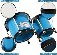 Vista 2 de EASTROCK Tambor Bongo de 4" y 5" Juego para Adultos, Tambores Bongos de Percusión con Llave de Afinación (Azul)