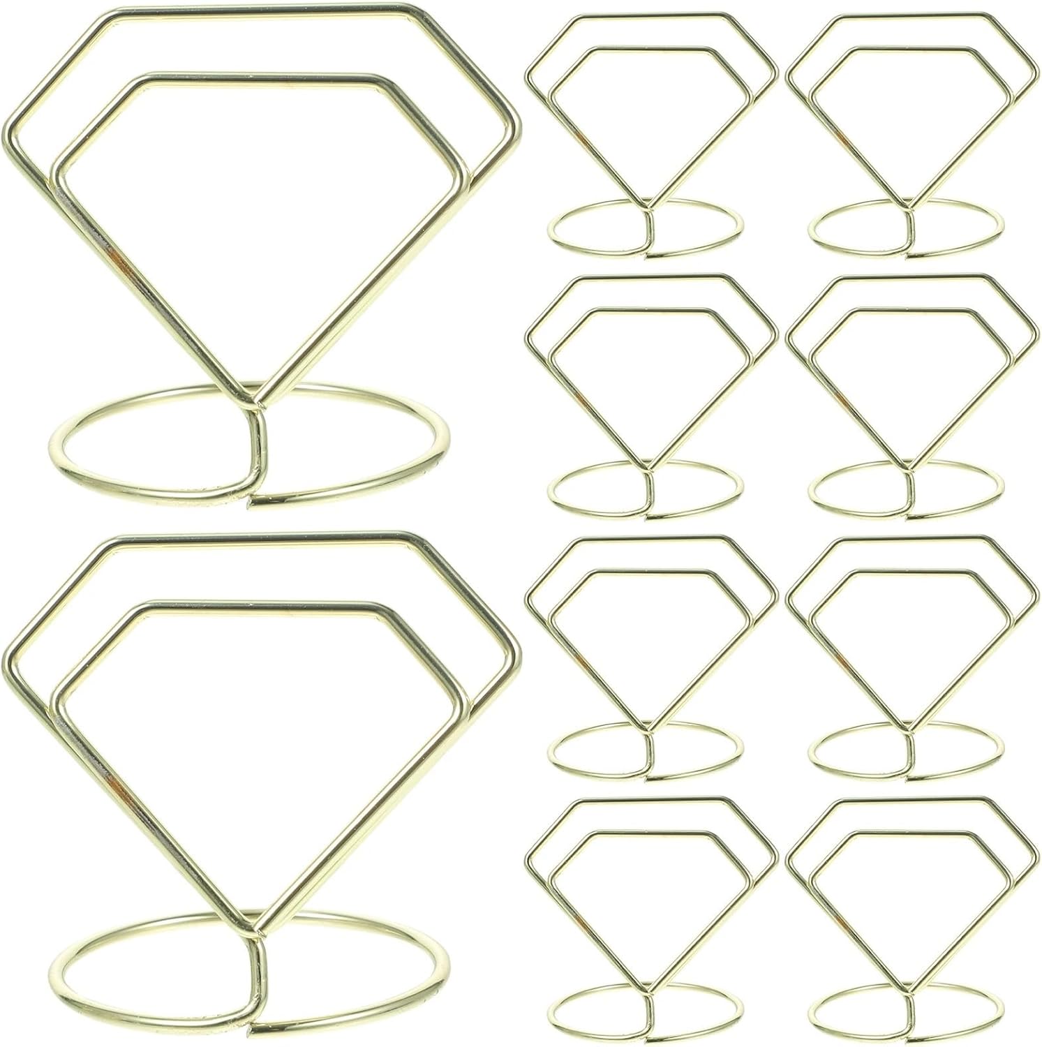 Table Number Holders 50pcs Golden Diamond Memo Clips - Metal Photo Holders for Wedding Table Numbers, Place Cards & Displays